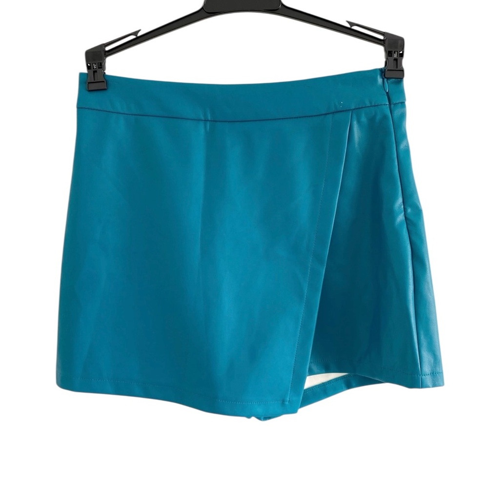 Sincerely Jules teal vegan leather skort